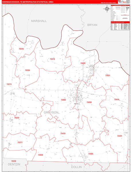 Sherman-Denison Metro Area Wall Map